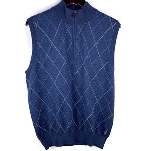 Full Turn Cotton & Cashmere Blue Golf Sweater Vest Size Large NWT
